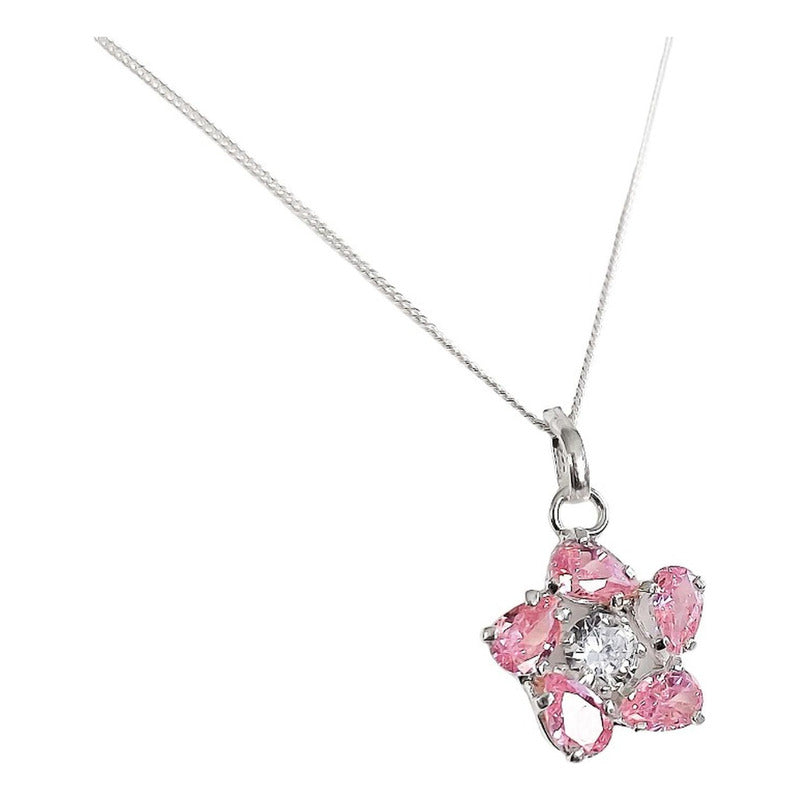 Collar Dije Flor Promesa Regalo Amor Mujer Plata Ley 925