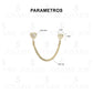 Arete Doble Broquel Corazón Cadena Zirconia Mujer Oro 10k