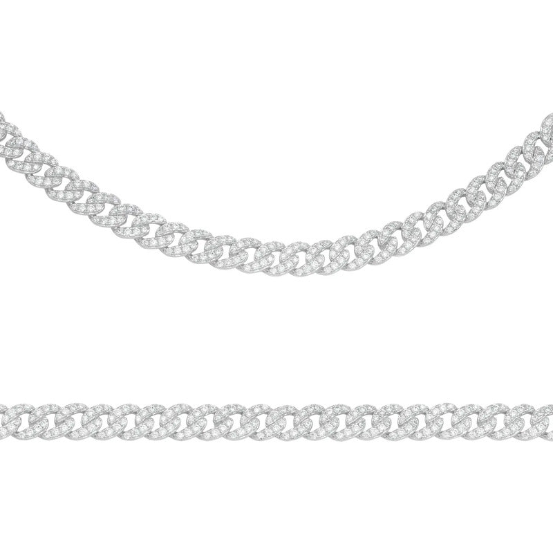 Pulsera Cubana Miami Zirconias Mujer Hombre Caja Plata S925 Plateado 6 Cm 19 Cm