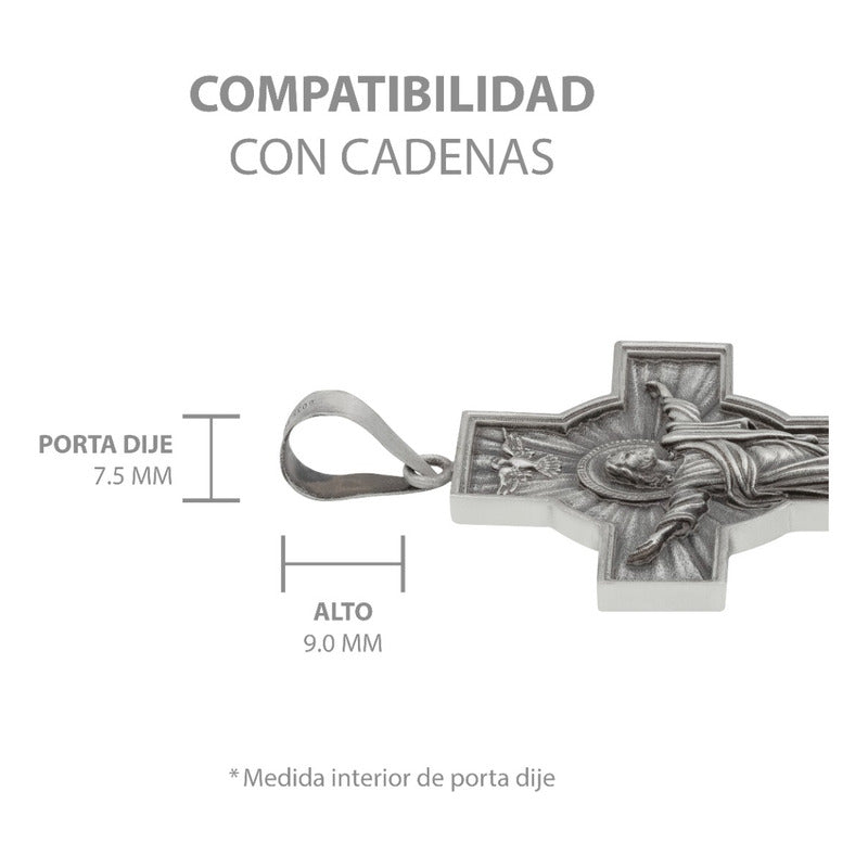 Dije Cruz Grande Cristo Espiritu Santo Plata Antigua 925 Plateado