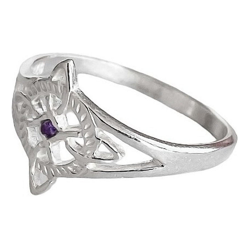 Anillo Nudo De Bruja Con Zirconia De Color Plata Solida 925