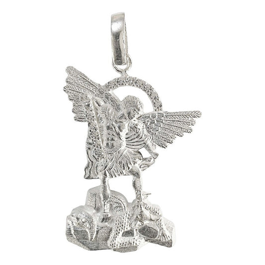 Dijes San Miguel Arcangel Con Zirconias Plata Solida 925