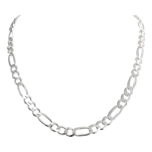 Cadena Gruesa De Plata 925 Hombre Fígaro 3x1 60 Cm X 8 Mm