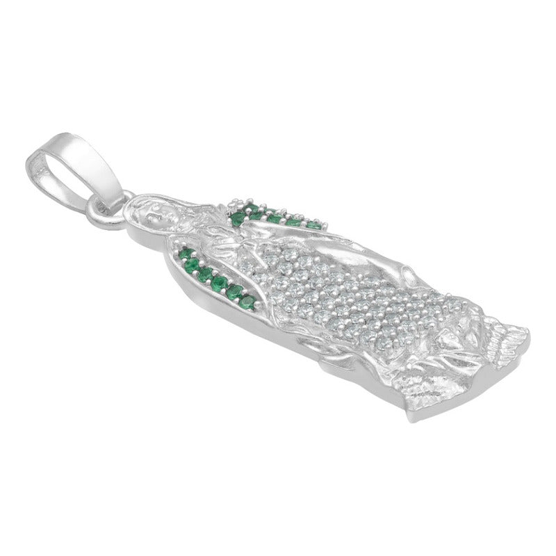 Dije Virgencita Guadalupe Zirconias Regalo Plata 925 3.6 Cm