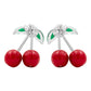 Joyaris Aretes Cereza Plata 925 Mujer Broche Mariposa Regalo