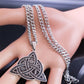 Joyaris Collar Nudo Celta Vikingo Amor Amuleto Bruja Luna Runas De Odin Wicca Hombre Mujer Triqueta En Acero Inoxidable Protección Esotérico Irlandés Brujería 1 Pieza