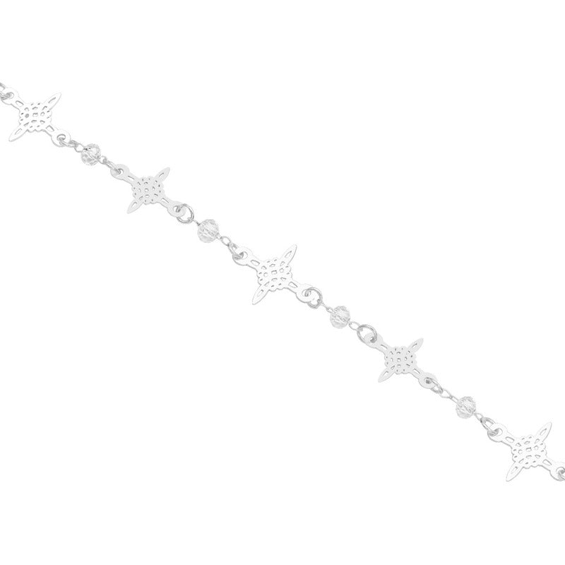 Pulsera Nudo De Bruja Laser Cristales Regalo Mujer Plata 925 Blanco 19 Cm