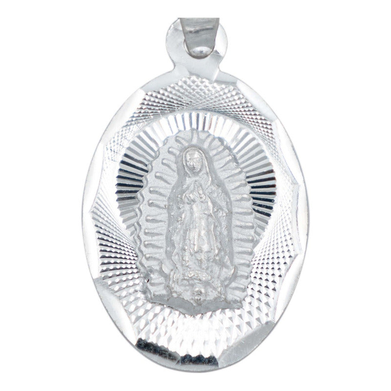 Dije Medalla Chica Diamantada Virgencita Guadalupe Plata 925