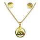 Juego Completo Triqueta Cadena+aretes+dije Chapado Dorado