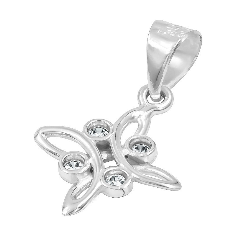 Dije Mini Nudo De Bruja Celta 4 Zirconias Mujer Plata 925 Blanco