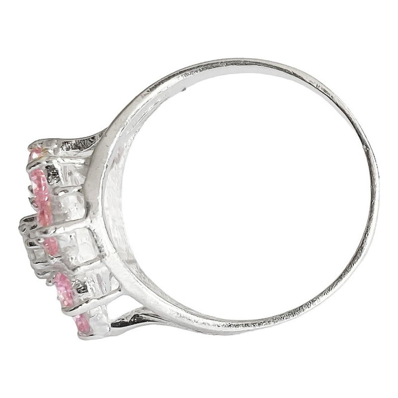 Anillo Flor 8 Pétalos Con Zirconias De Colores De Plata .925