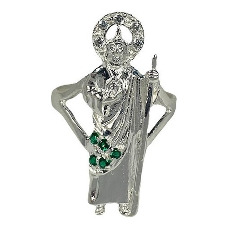 Anillo San Judas Tadeo Con Zirconias Plata Solida 925
