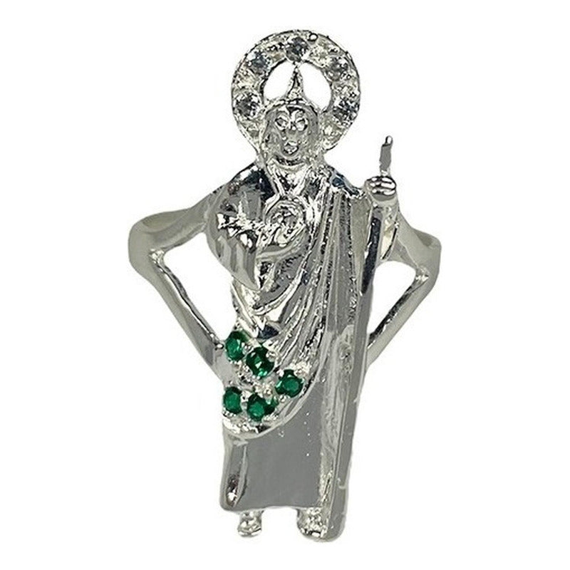 Anillo San Judas Tadeo Con Zirconias Plata Solida 925