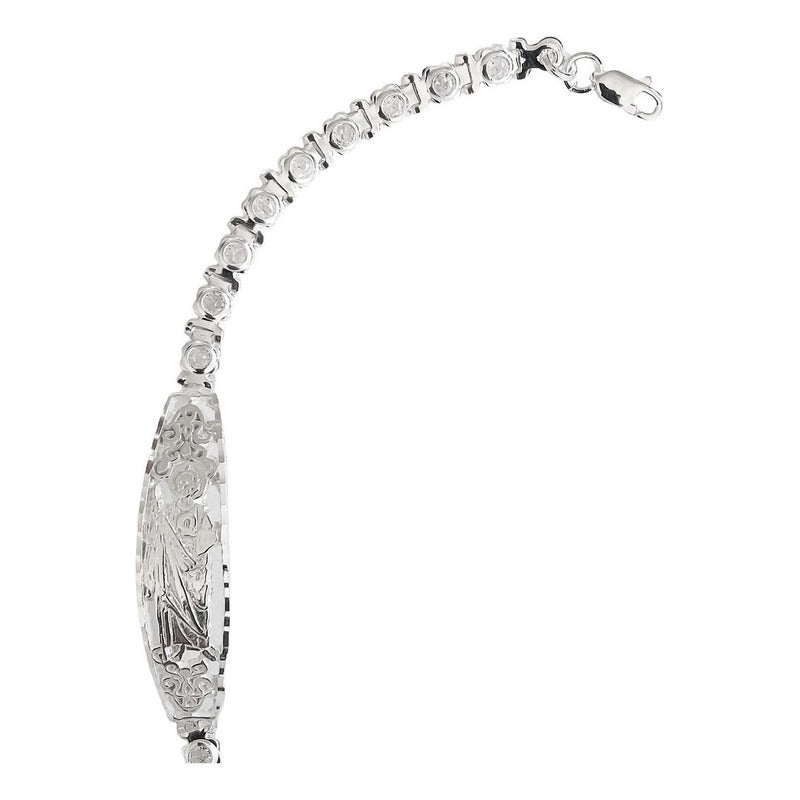 Pulsera Ajustable Dama Placa San Judas Grabado Plata Ley 925