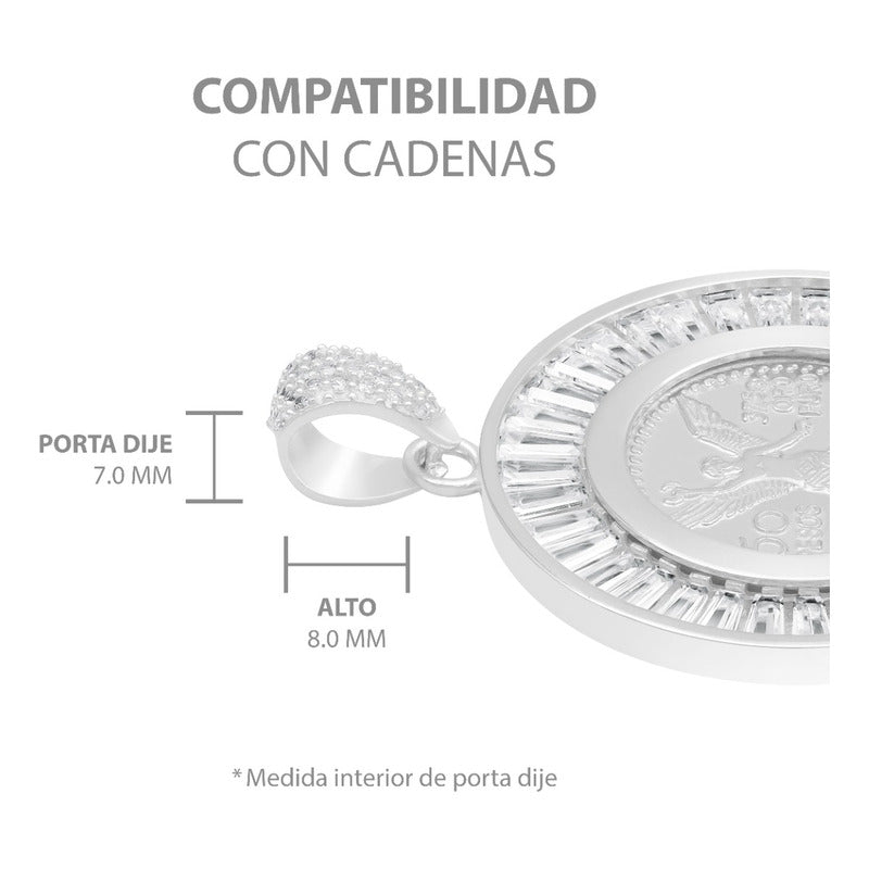 Dije Medalla Angel Centenario Bisel Zirconias Plata 925 Blanco