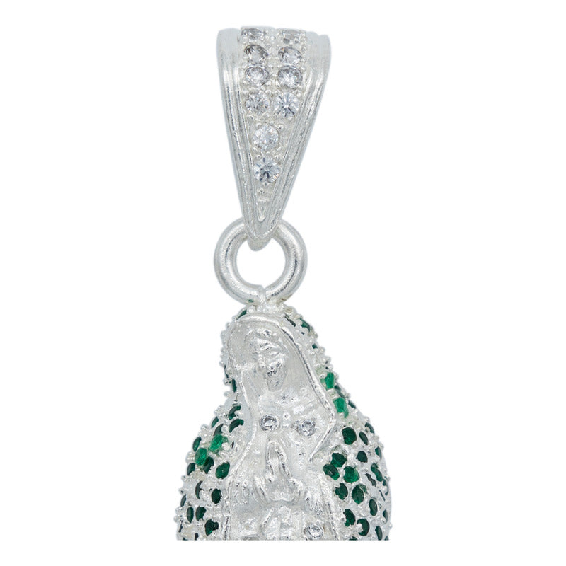 Dije Virgen De Guadalupe Zirconias Plata Solida 925 5.9 Cm
