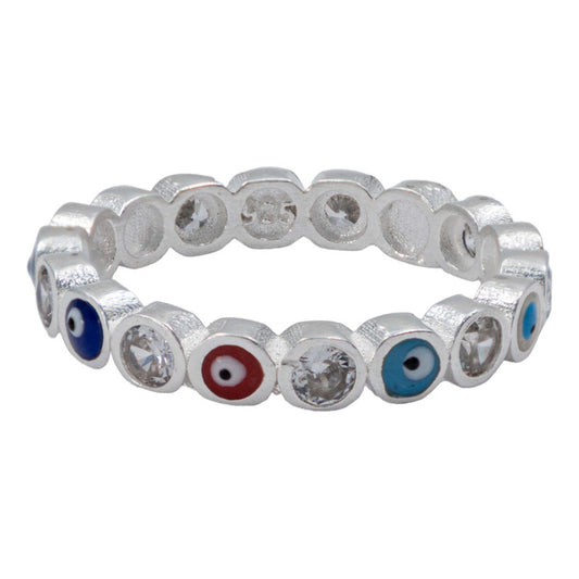 Anillo Ojo Truco Chico Curumbela Completa Zirconia Plata 925