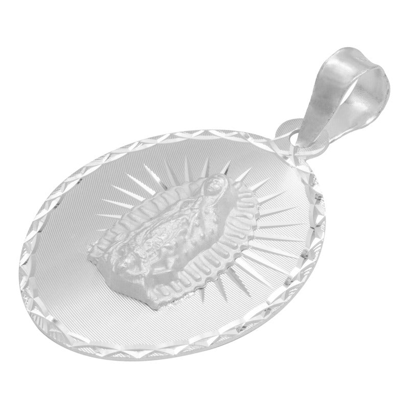 Dije Diamantada Estrella Virgen Guadalupe Plata 925 1.7 Cm