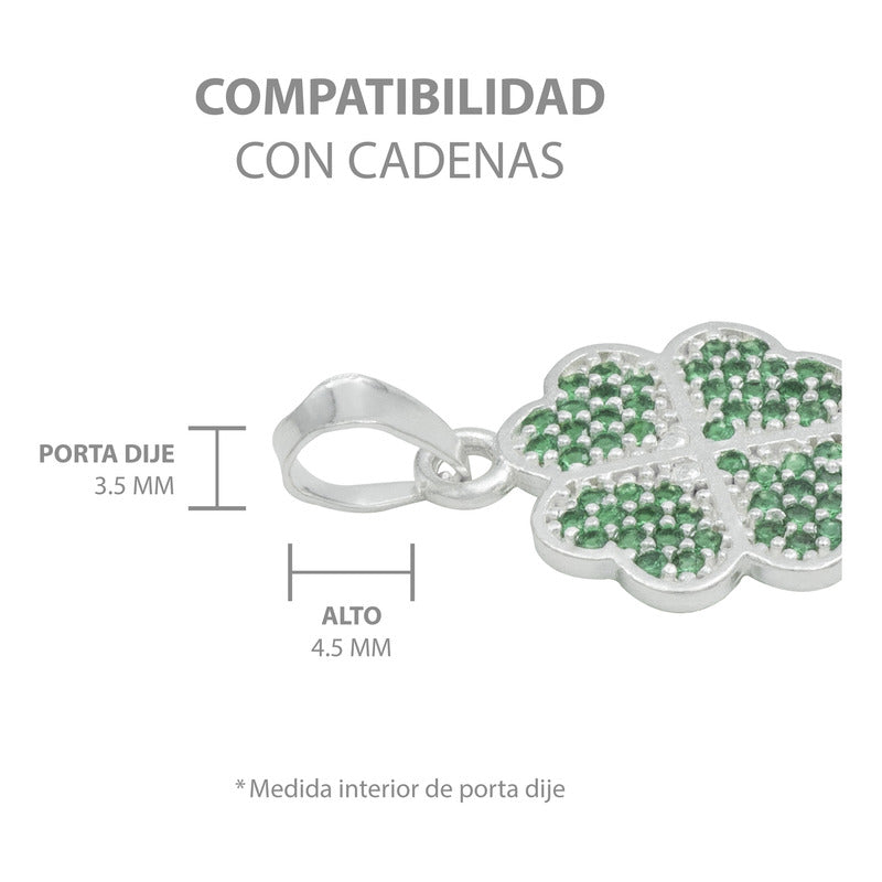 Dije Trebol Corazones Zirconias Amor Suerte Regalo Plata 925