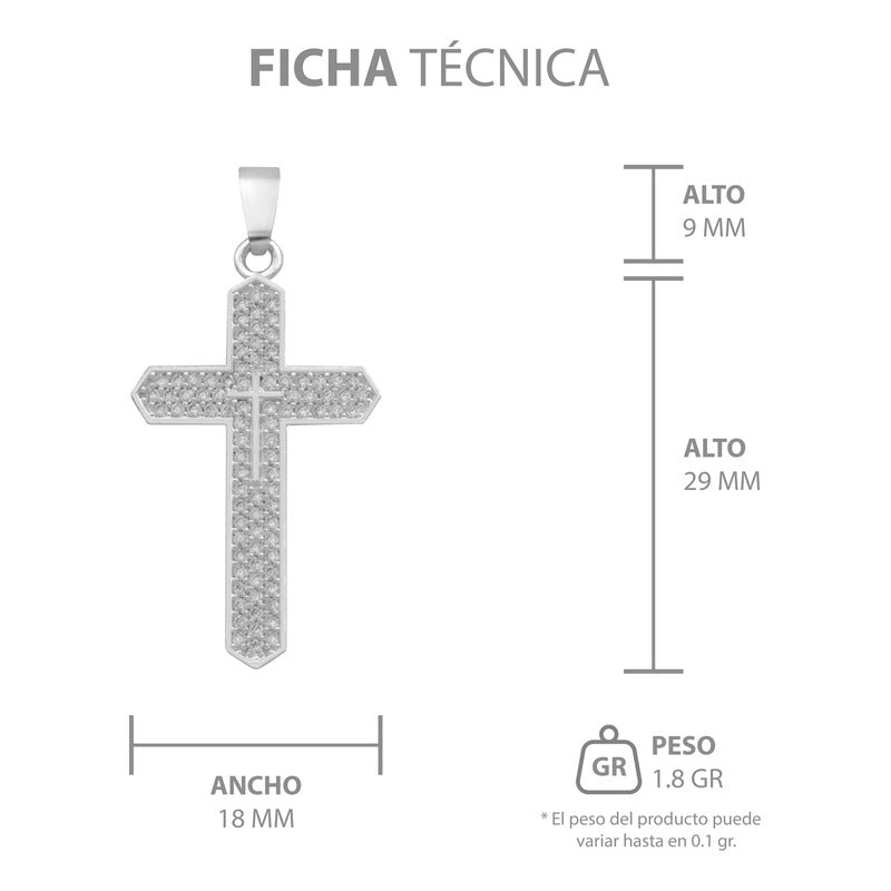 Dije Cruz Zirconias Hombre Mujer Regalo Plata 925 4 Cm Plateado