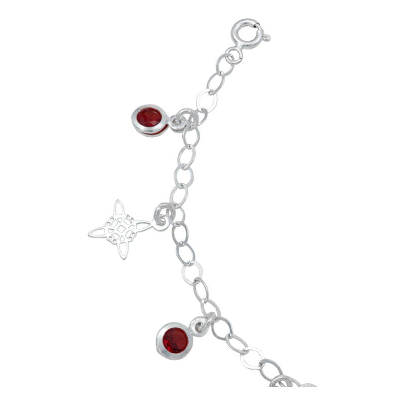 Pulsera Ajustable Nudo De Bruja Laser Zirconia Plata 925