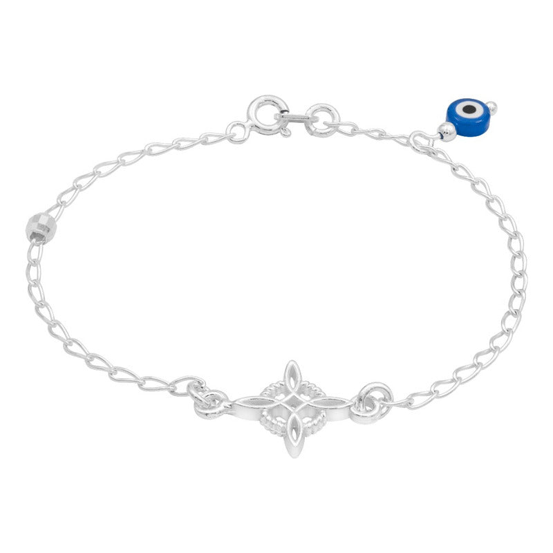 Pulsera Nudo De Bruja Una Bola Facetada Ojo Turco Plata 925 Azul 18 Cm