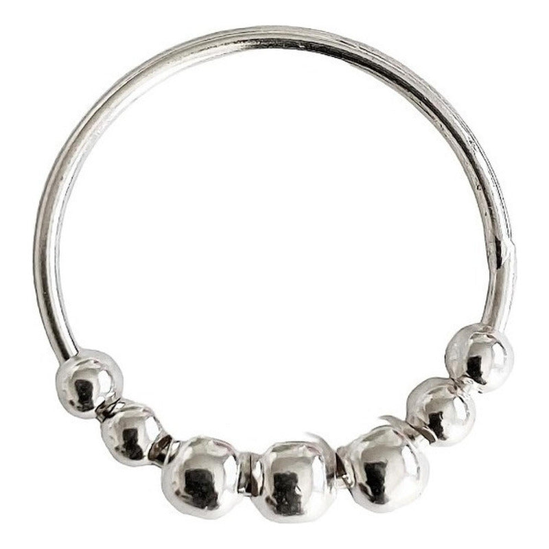 Anillo Antiestres Perlas Movibles Antiansiedad Plata 925