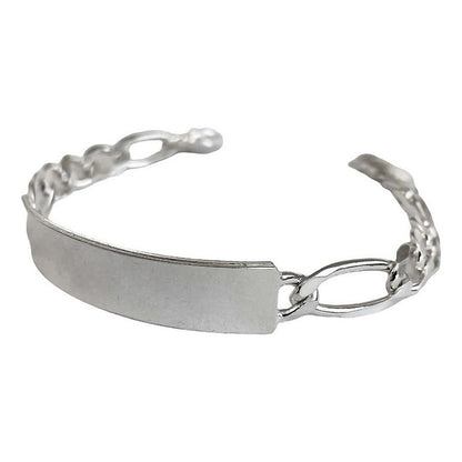 Esclava Hombre Pulsera Fígaro Plata 925 Placa Lisa 8 Mm