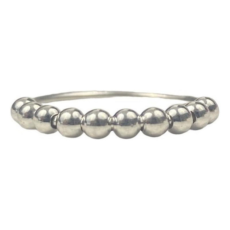 Anillo Antiestres Perlas Movibles Antiansiedad Plata 925