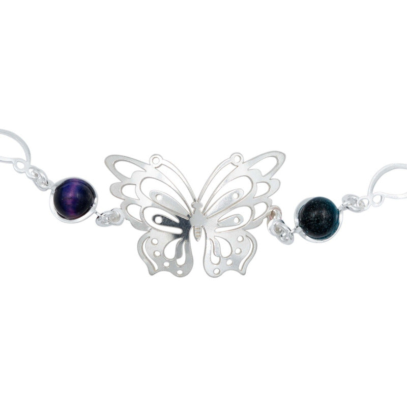 Pulsera Mariposa Primavera Piedra Natural Mujer Plata 925