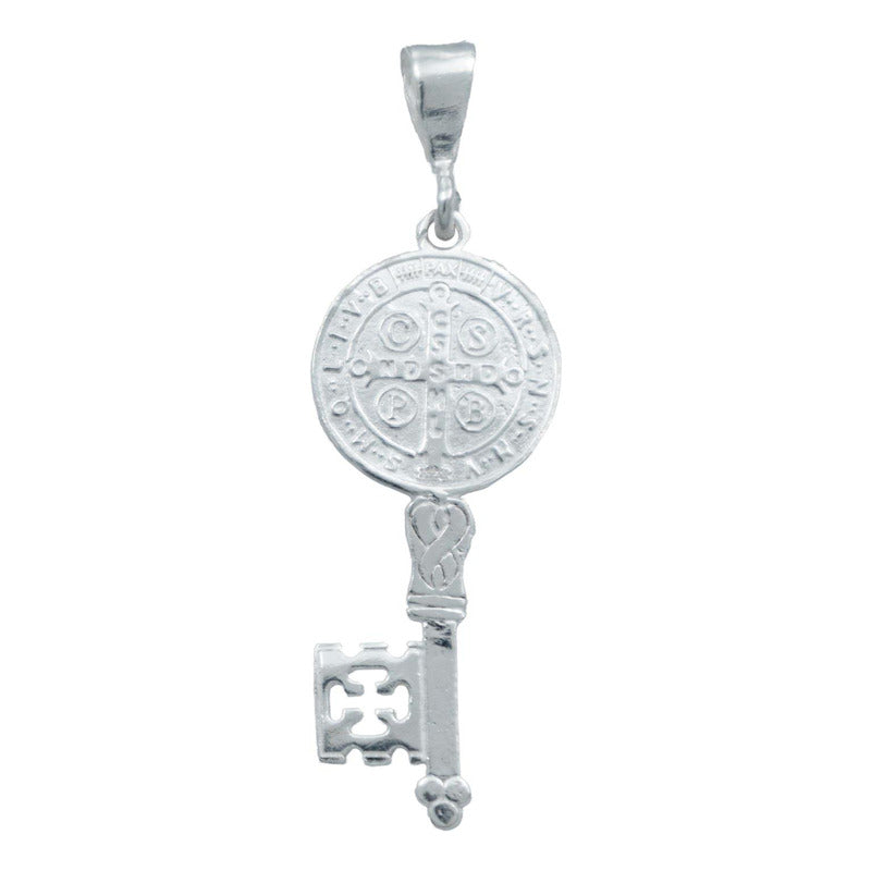 Dije Medalla Doble Vista Llave San Benito Lisa Plata 925