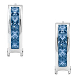 Aretes Huggies Plata 925 - Zirconia Corte Princesa - 1.4 Cm.