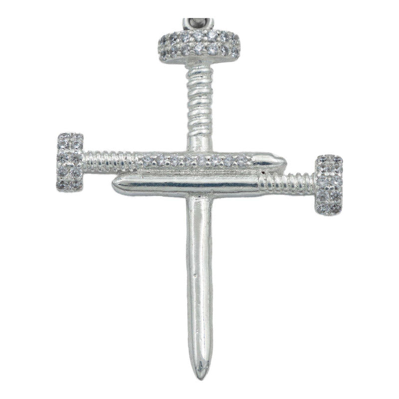 Dije Cruz Zirconias Clavos Hombre Mujer Plata 925 4.7 Cm