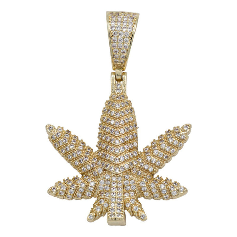 Dije Hombre Cannabis Marihuana + Cadena Regalo Chapa Oro 14k