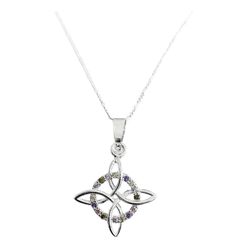 Dije Nudo Bruja Plata Solida 925 + Cadena 45 Cm Plata S925
