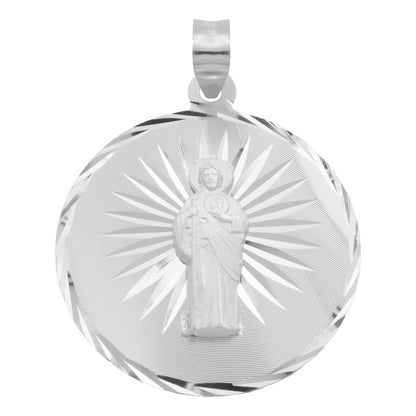 Dije Medalla Diamantada Estrella San Judas Plata 925 2.3 Cm