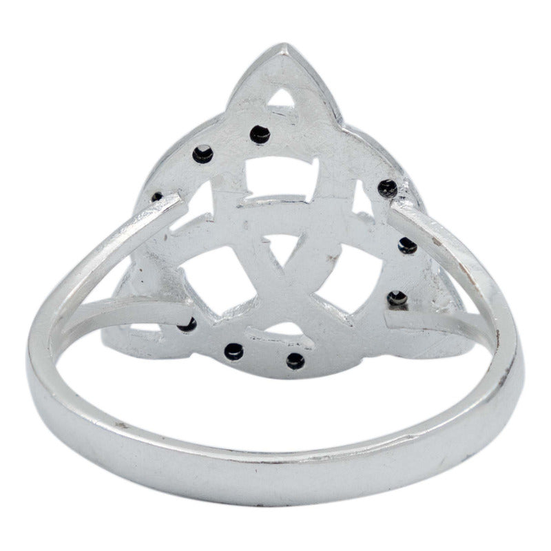 Anillo Diamntado Triqueta Celta Zirconias Plata Ley 925