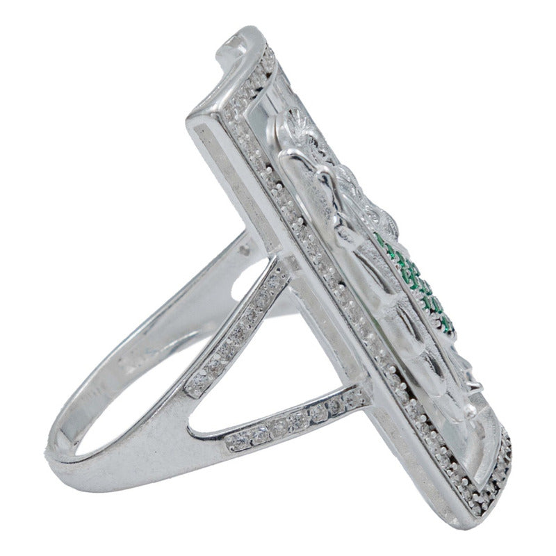 Anillo Grande San Judas Zirconias Cuerpo Hombre Plata 925