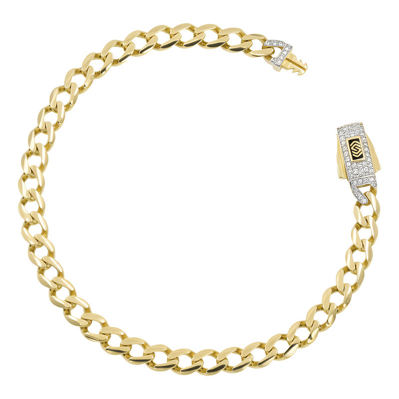 Pulsera Cubana Oro 10k Zirconias Caballero 21 Cm X 6 Mm 7.2g Amarillo 6 Cm 21 Cm