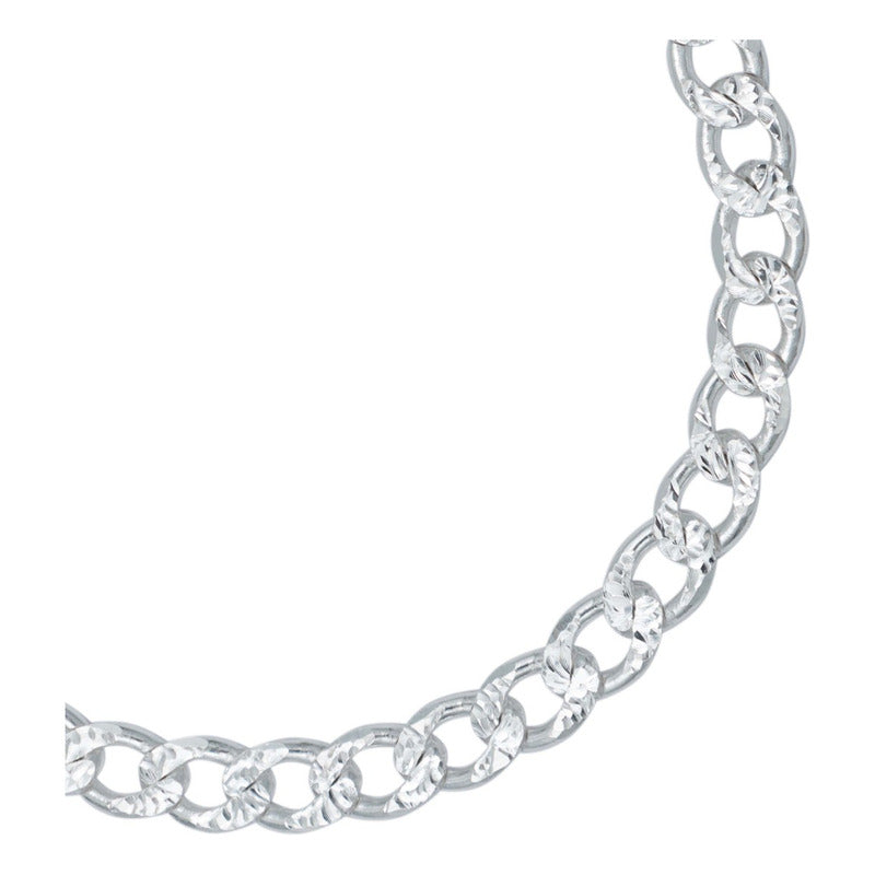 Esclava Pulsera Hombre Cubana Diamantada Plata Italy 925 6mm