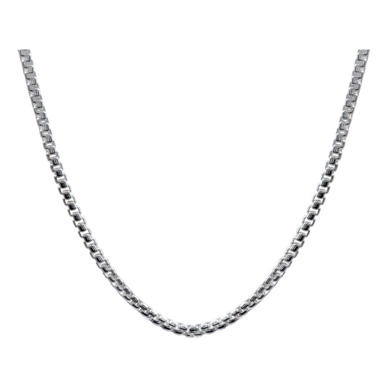 Cadena Collar Box Cubo Unisex Plata Italy 925 60cm X 2mm