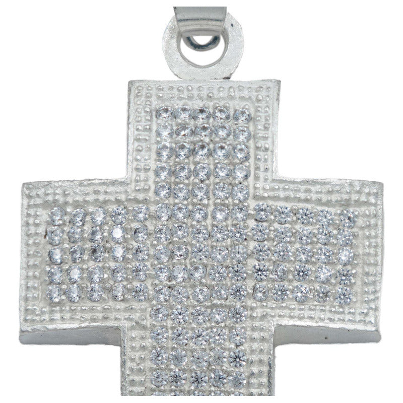 Dije Cruz Ancha Hueca Zirconias Hombre Mujer Plata 925 4 Cm