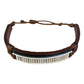 Pulsera Ajustable Unisex De Cuero Con Zirconias En Plata 925