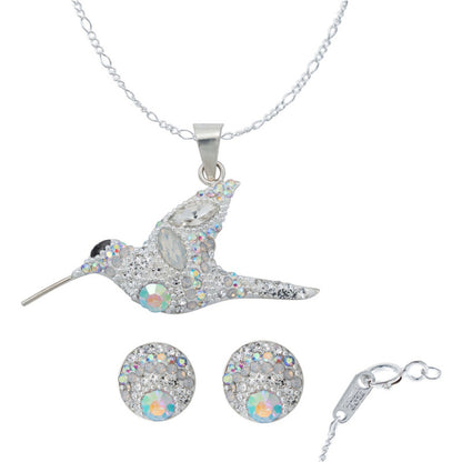 Colibri Dije Arete Cadena Piedras Conjunto Mediano Plata 925