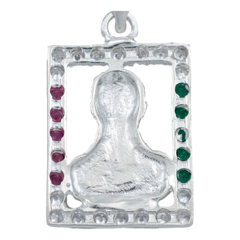 Dije Cuadrado Jesús Malverde Zirconias Plata Solida 925