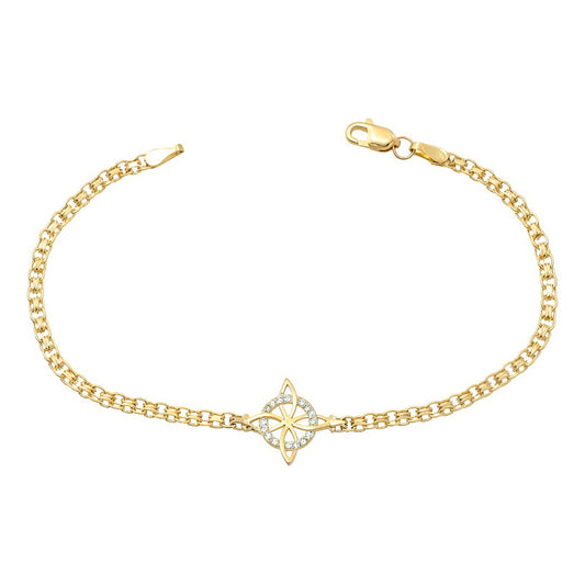 Pulso Bismark Dije Nudo Bruja Chico Oro 10k Zirconias 2.4g Amarillo 17 Cm