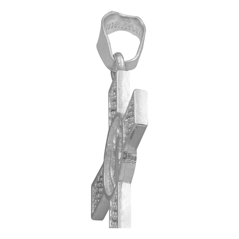 Dije Cruz San Benito Zirconias Unisex Plata 925 3.9 Cm Plateado