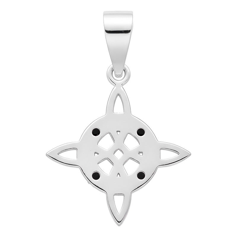 Dije Mini Nudo De Bruja De Plata 925 Con Zirconias 2.5 Cm Negro