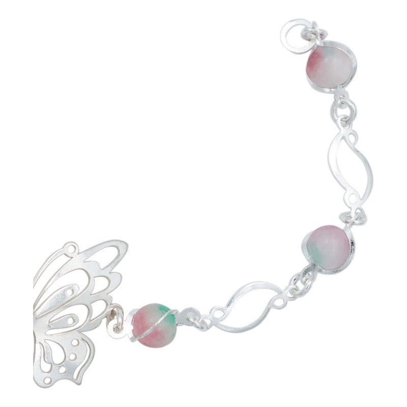 Pulsera Mariposa Primavera Piedra Natural Mujer Plata 925