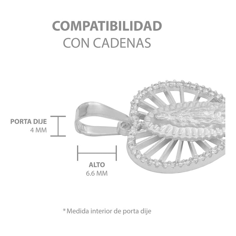 Dije Corazón Virgen Guadalupe Zirconias Amor Mujer Plata 925